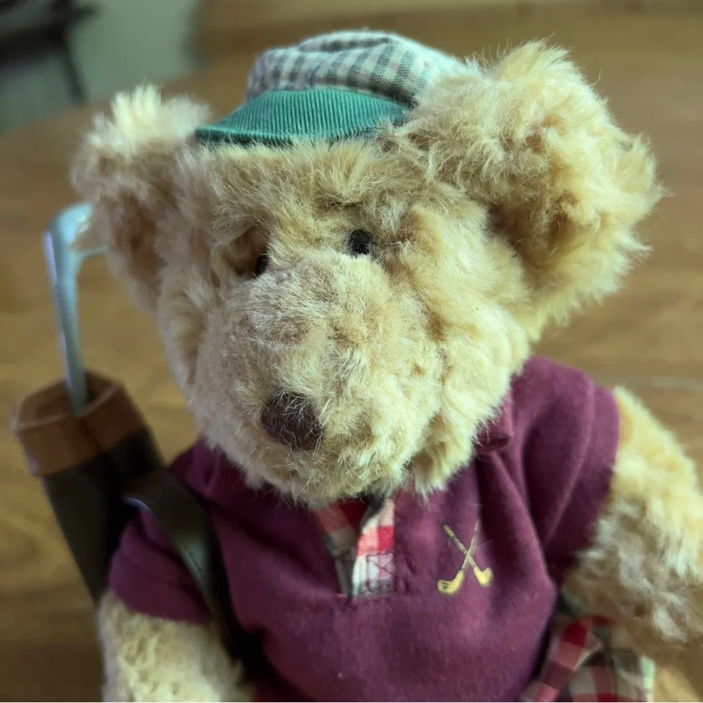 Russ Berrie Bears CHIP GOLFER Vintage Teddy Bear Stuffed Animal Toys